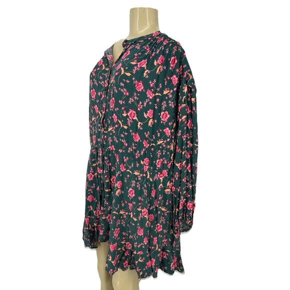 Free People XS Women Flower Fields Mini Tunic FP Dress Floral Oversized 39-9 - Picture 2 of 11